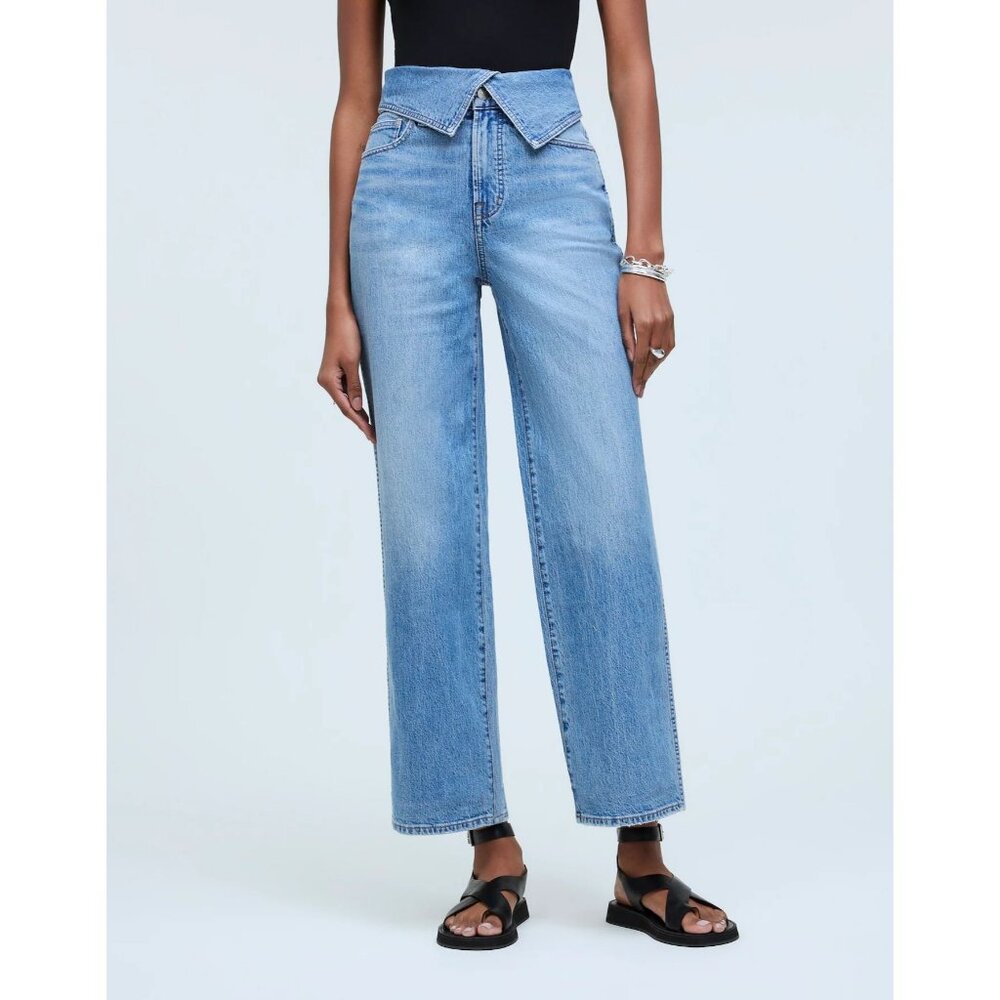 Madewell NWT The Perfect Vintage Wide-Leg Crop Jean Pickford Wash Foldover 25T